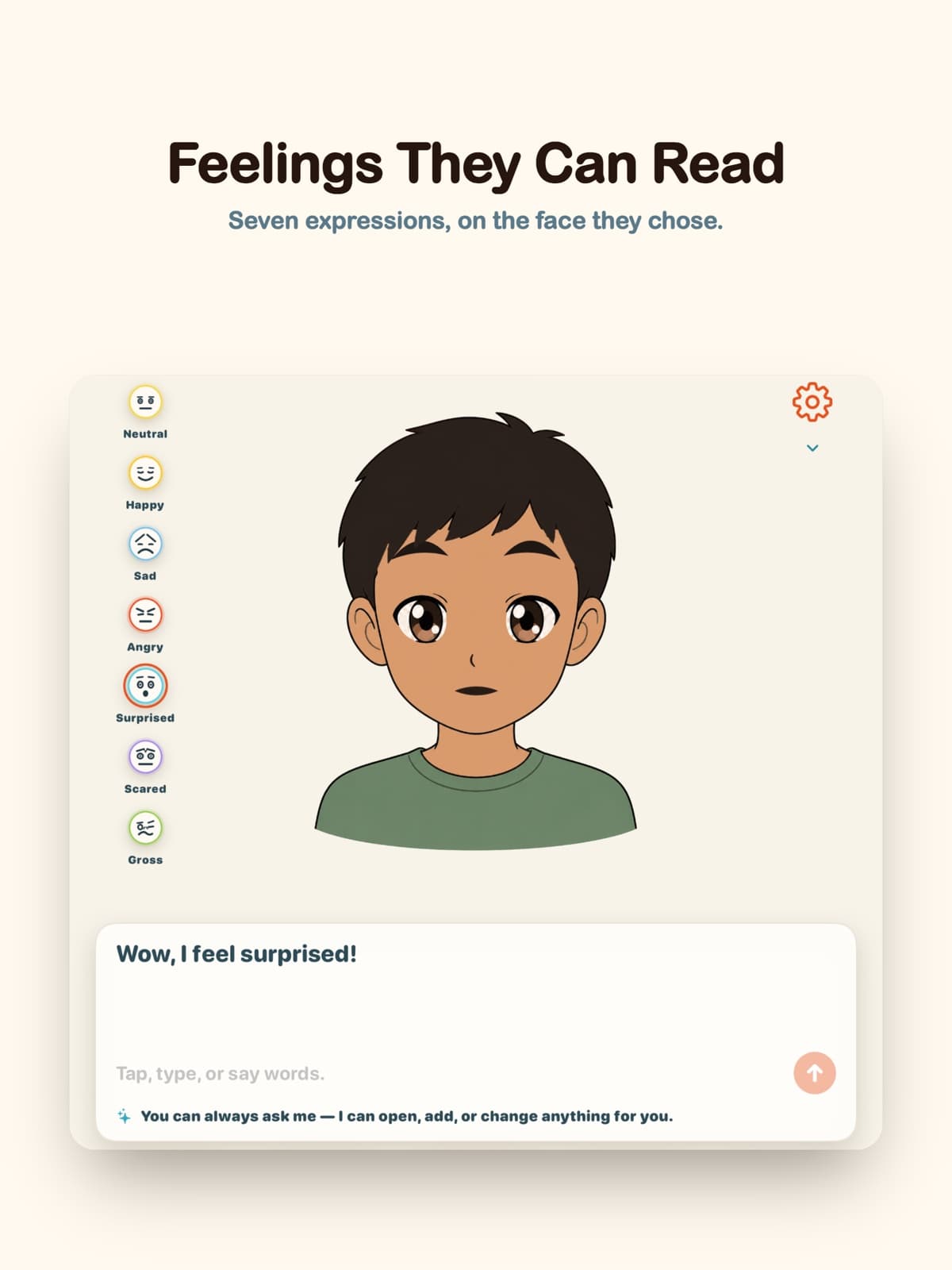 InnerVoice avatar showing one of seven readable facial expressions