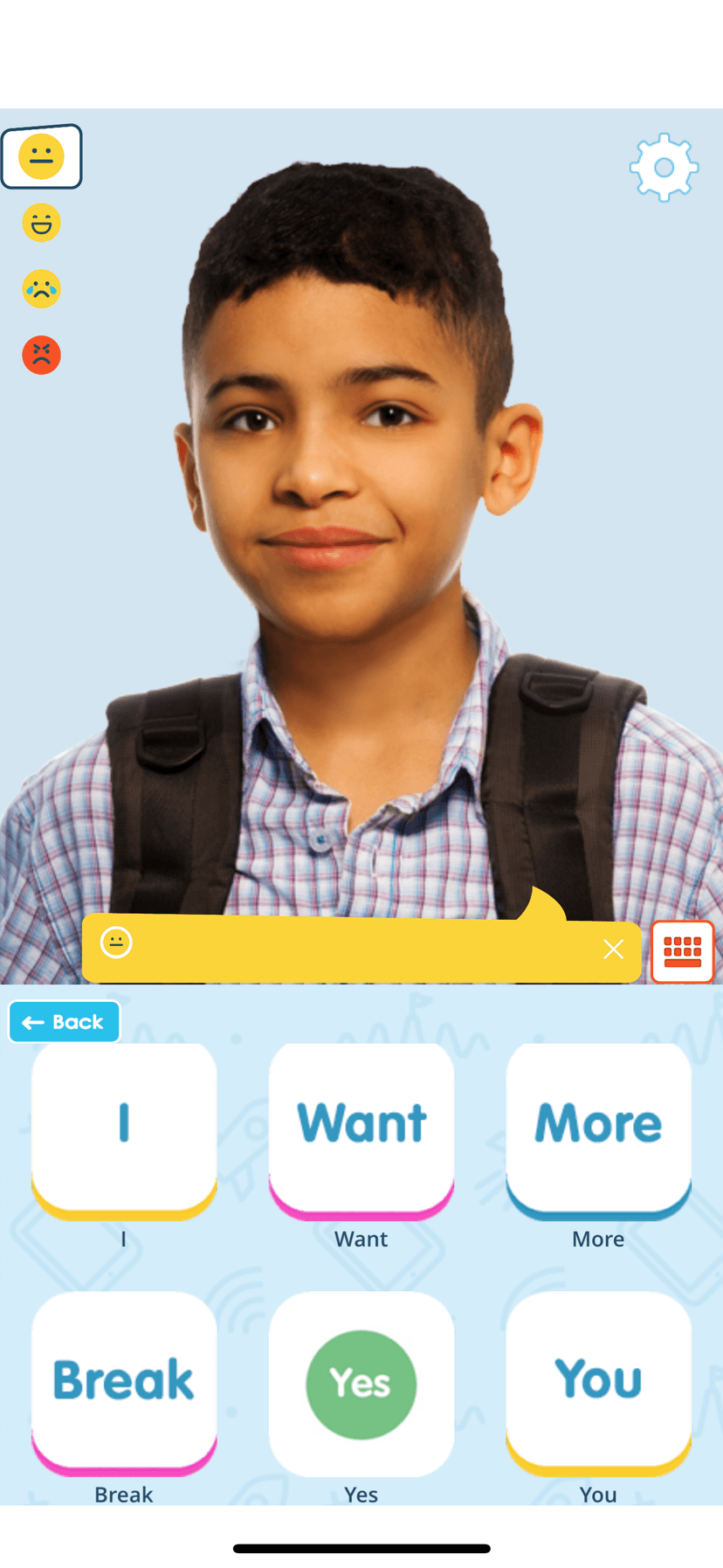 Basic Words vocabulary grid with word buttons